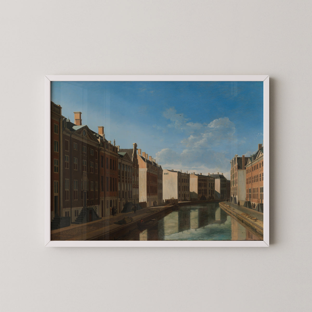 View of the Golden Bend in the Herengracht by Gerrit Berckheyde, art print in a white frame
