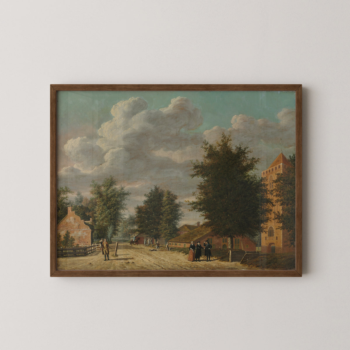 View of the Village of Eemnes by Jordanus Hoorn, art print in a dark wood frame