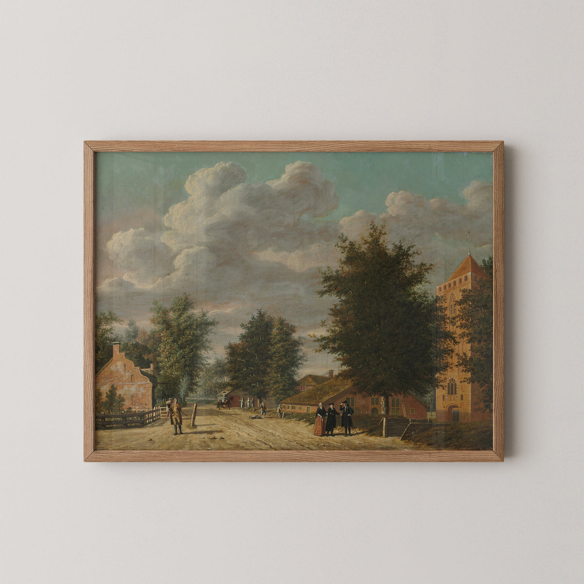 View of the Village of Eemnes by Jordanus Hoorn, art print in a natural wood frame