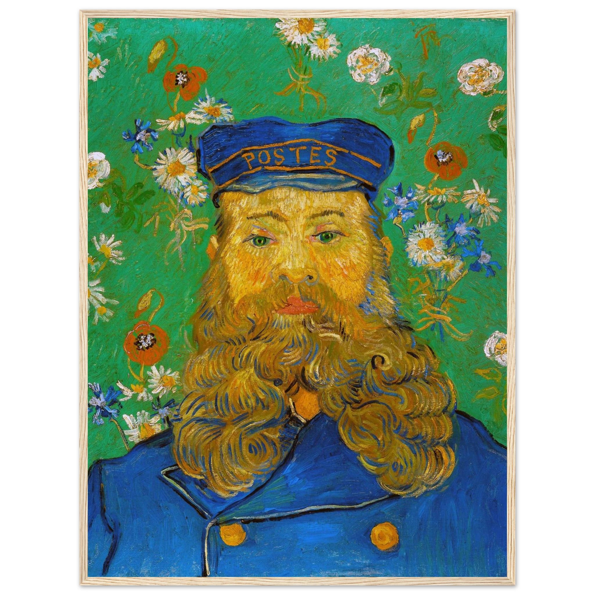 Wall art print of Van Gogh’s Portrait of Joseph Roulin, featuring bold brushwork and expressive color symbolizing strength and humanity.