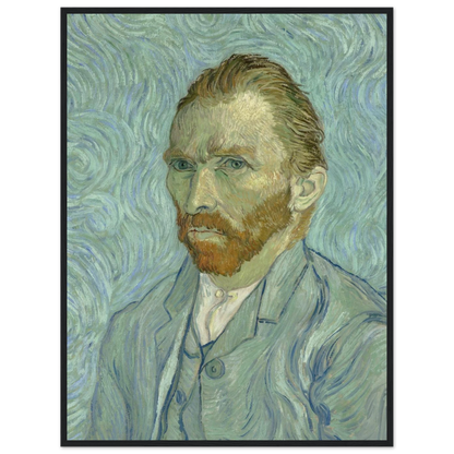 Wall art print of Van Gogh’s Self-Portrait, painted in Saint-Rémy with vivid blues and greens that convey emotion and artistic strength.