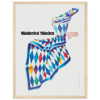 Vintage Bavarian beer festival poster showcasing Oktoberfest 1993, complete with traditional attire and German folk art details.