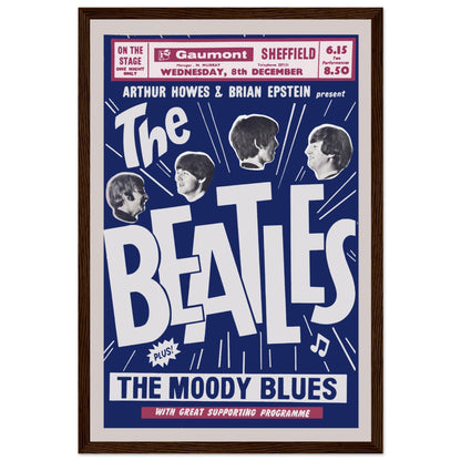 Vintage Beatles poster presented by Arthur Howes & Brian Epstein — nostalgic rock print from the golden age of British pop music.