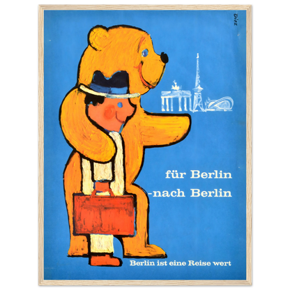 Vintage Berlin wall art decor print, celebrating German heritage and European travel aesthetics with timeless graphic design.