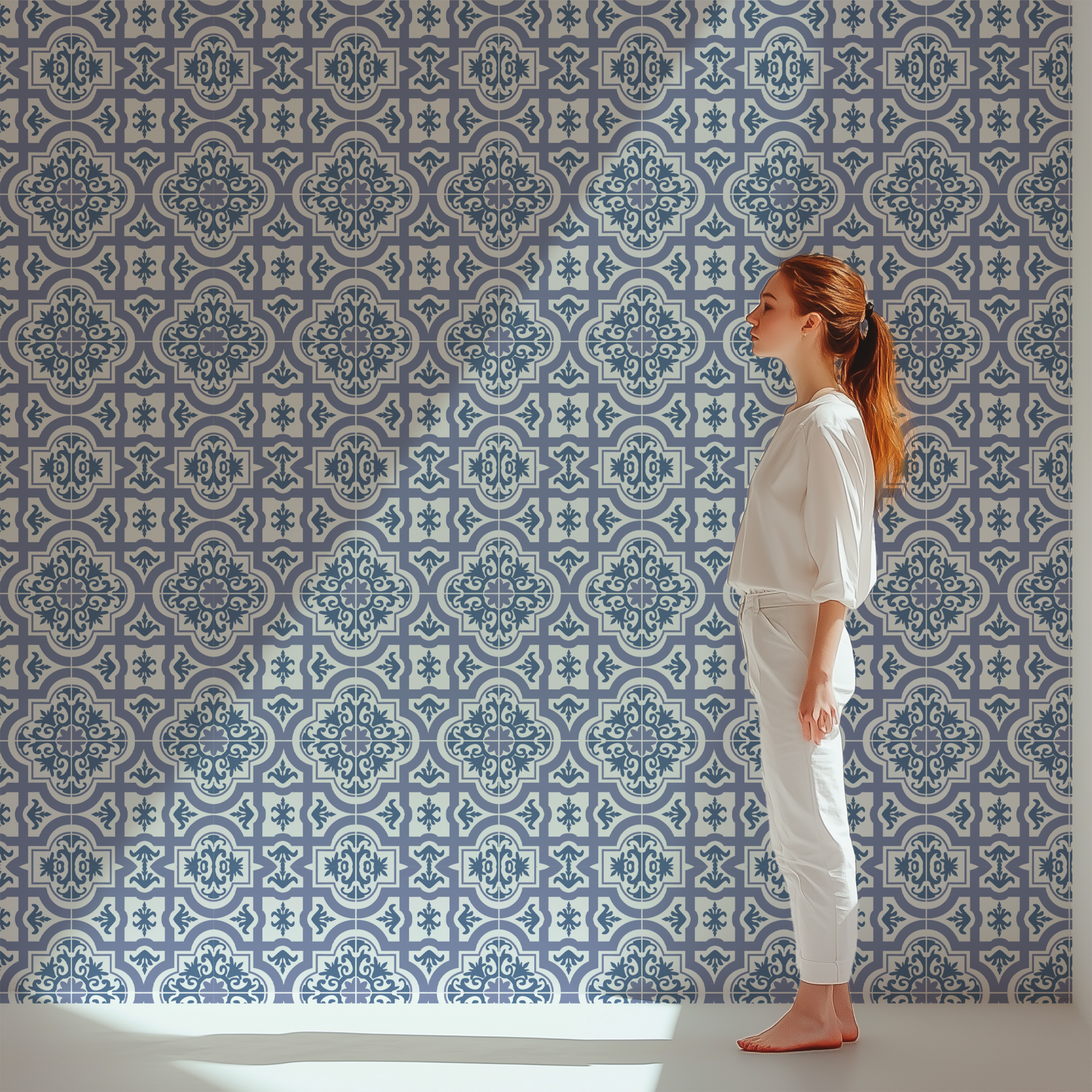 Portuguese azulejo wallpaper, blue tile wallpaper, vintage Portuguese tiles, ceramic tile wallpaper, Mediterranean wallpaper, traditional patterned wallpaper