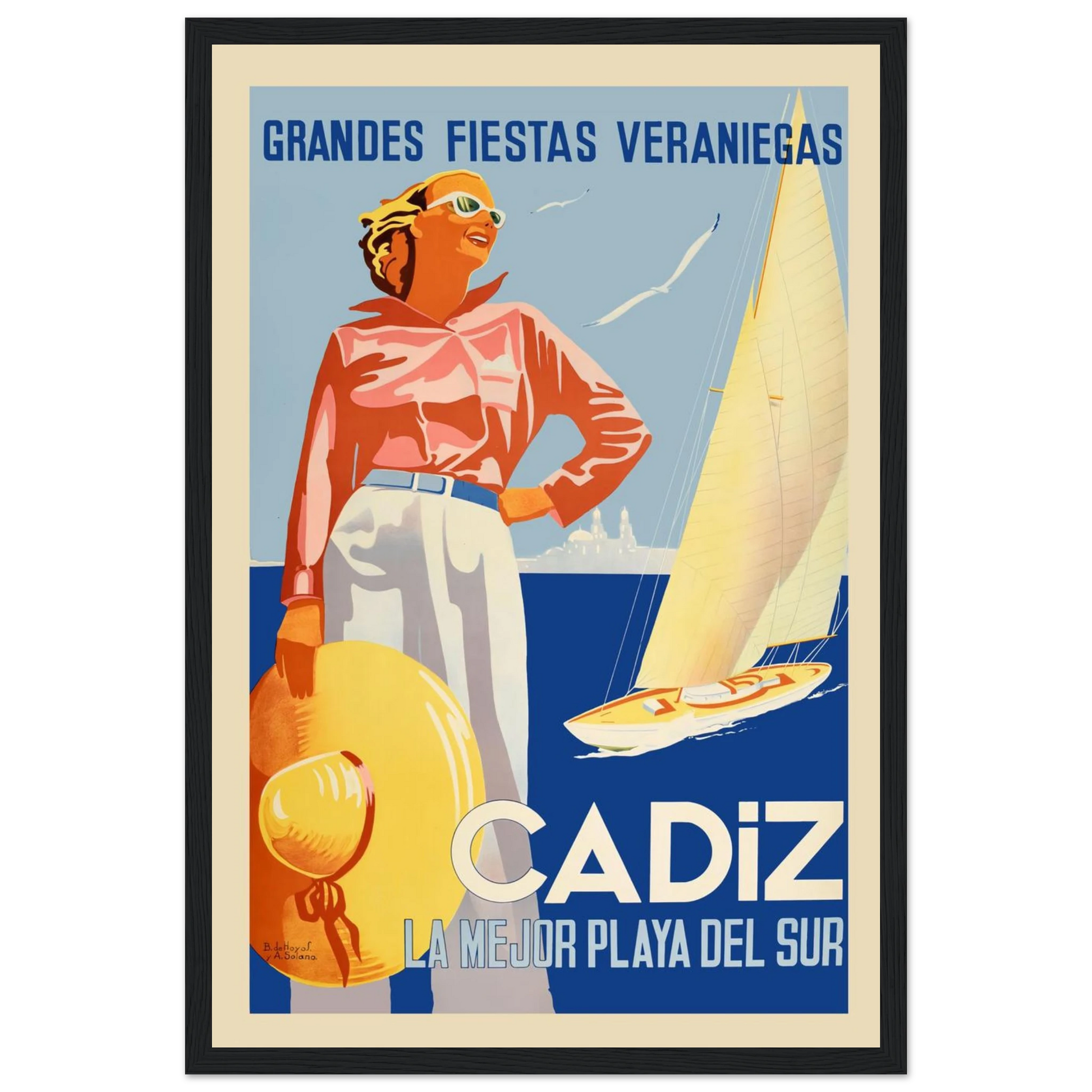 Bring the sun-soaked spirit of southern Spain to your walls with this vintage Cádiz travel poster, featuring a scenic seaside view of one of Europe’s oldest coastal cities. Designed in a retro tourism style, this artwork captures the charm of Mediterranean architecture, sandy beaches, and the warm glow of Andalusian life. Perfect for bohemian interiors, vacation homes, or travel-themed decor, it evokes a sense of relaxed elegance and cultural richness. Printed on archival-quality paper, this piece is a time