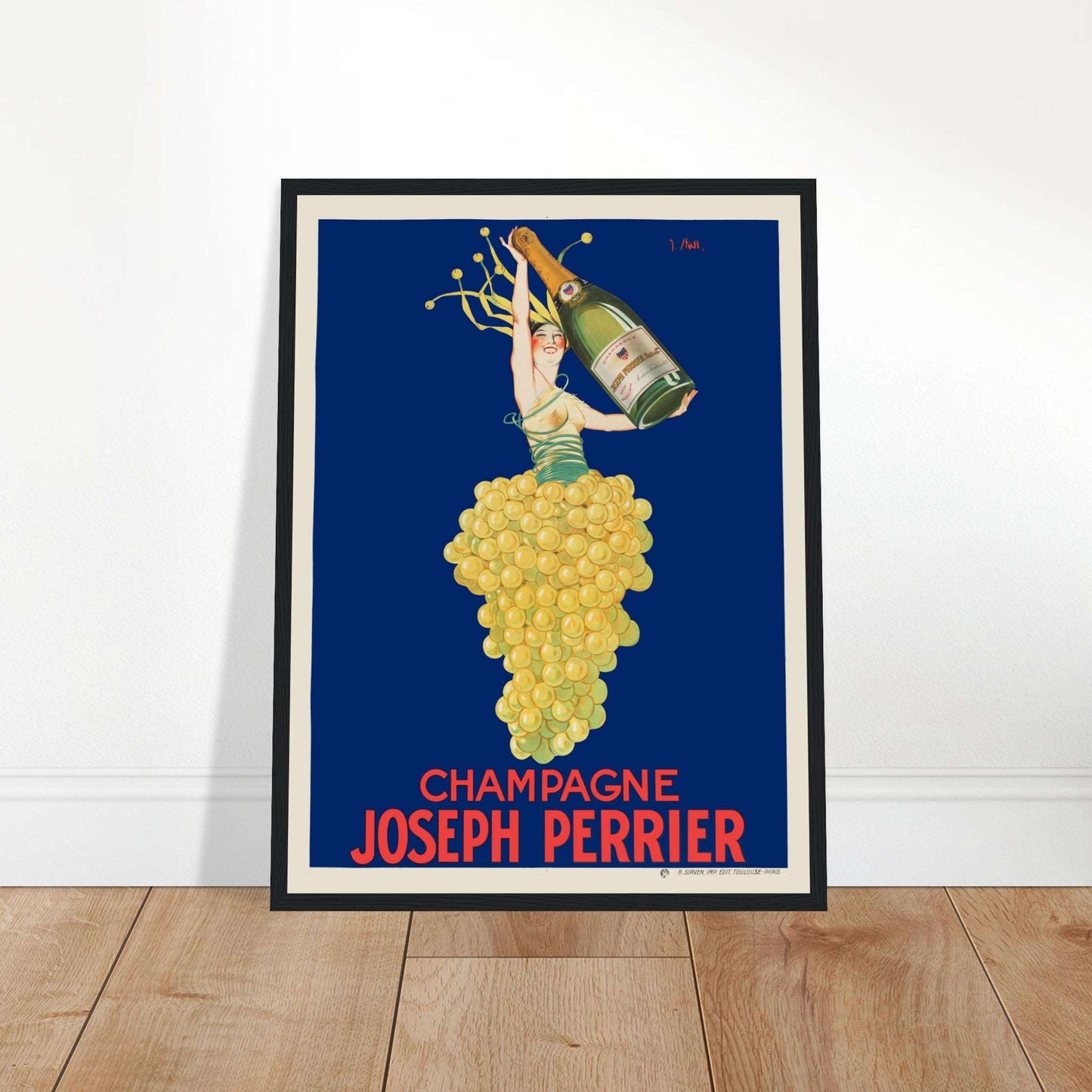 Celebrate elegance with this Joseph Perrier Champagne poster. A vintage French bar art piece that captures the luxury of champagne. Shop now to add a timeless touch to your space.