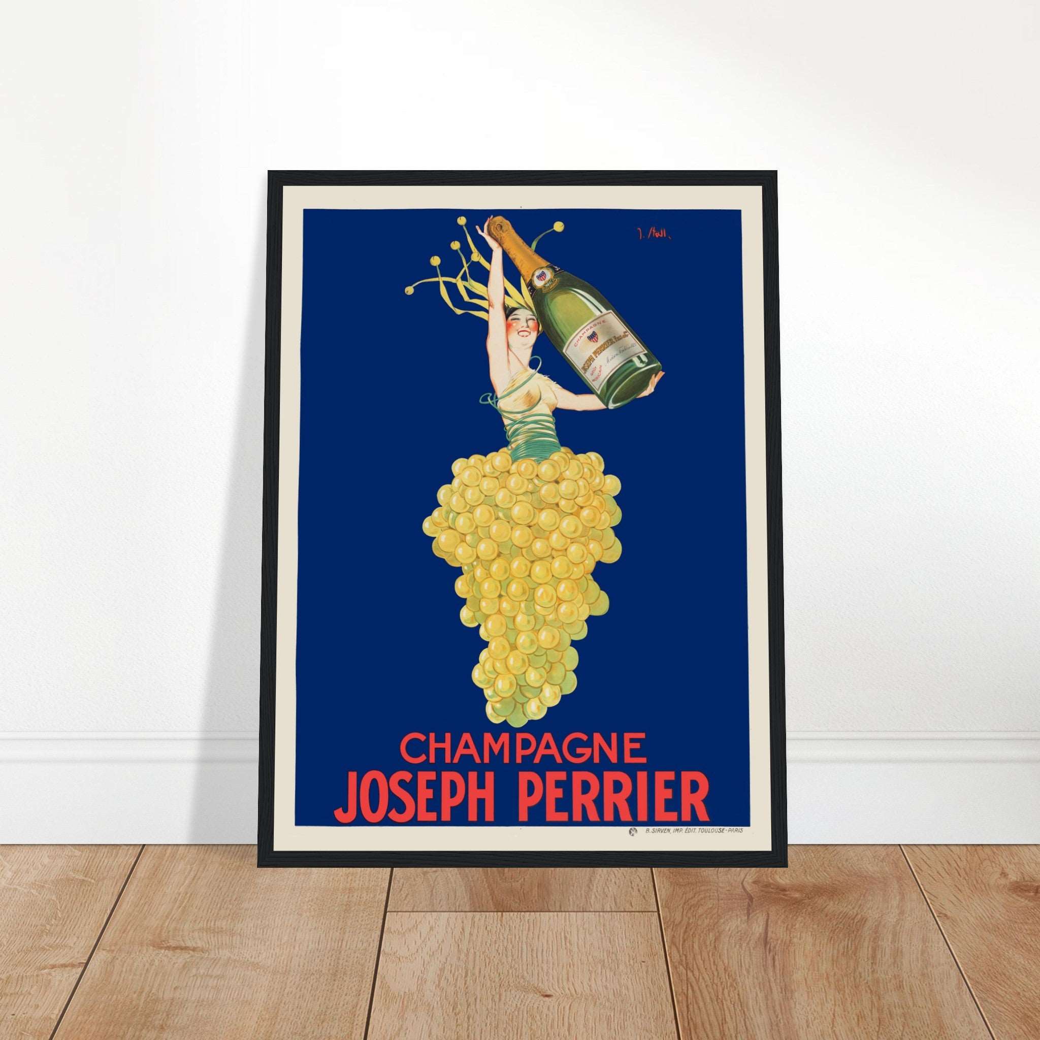 Celebrate elegance with this Joseph Perrier Champagne poster. A vintage French bar art piece that captures the luxury of champagne. Shop now to add a timeless touch to your space.