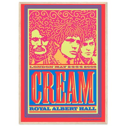 Vintage Cream rock band wall art poster in colorful psychedelic style — ideal for music rooms, studios, and retro decor.