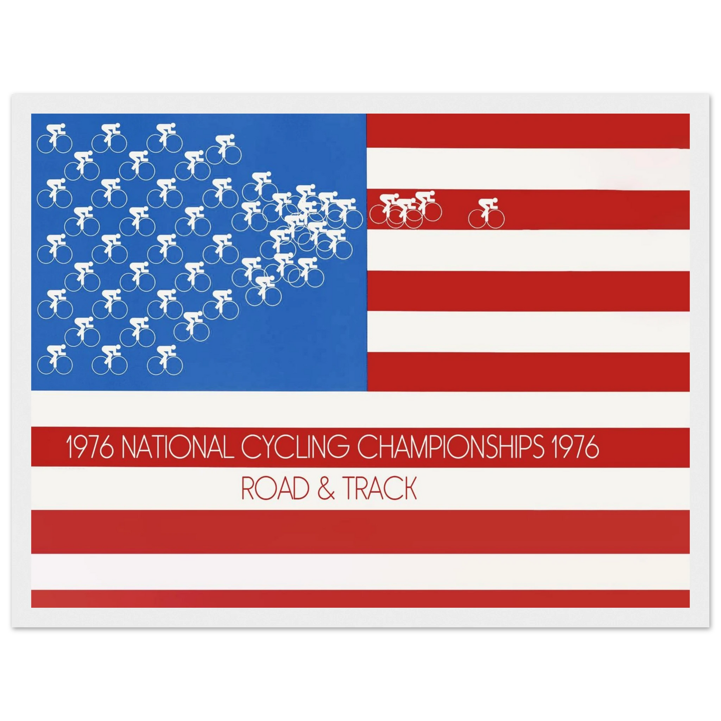 1976 cycling championship poster with retro sports graphics, honoring the endurance and passion of American competitive cycling.