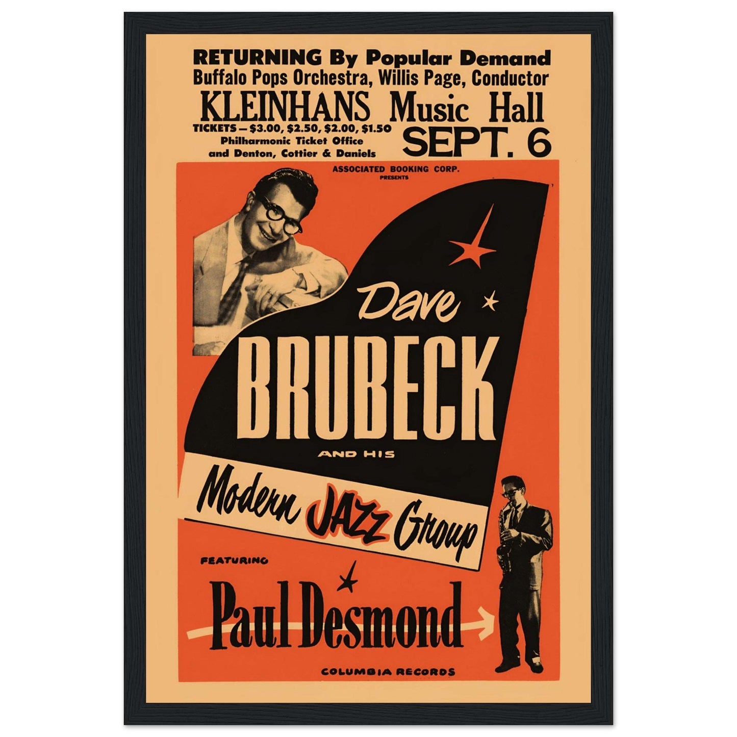 Celebrate the timeless jazz of Dave Brubeck with this beautiful vintage poster showcasing the legendary artist. Known for his innovative compositions and unique style, Brubeck revolutionized jazz with his iconic sound. This poster is perfect for jazz enthusiasts, vintage music art collectors, and anyone who appreciates the rich history of American jazz music. Add this classic piece to your collection and bring a touch of Dave Brubeck's musical genius to your space. Shop now to own this incredible jazz memor
