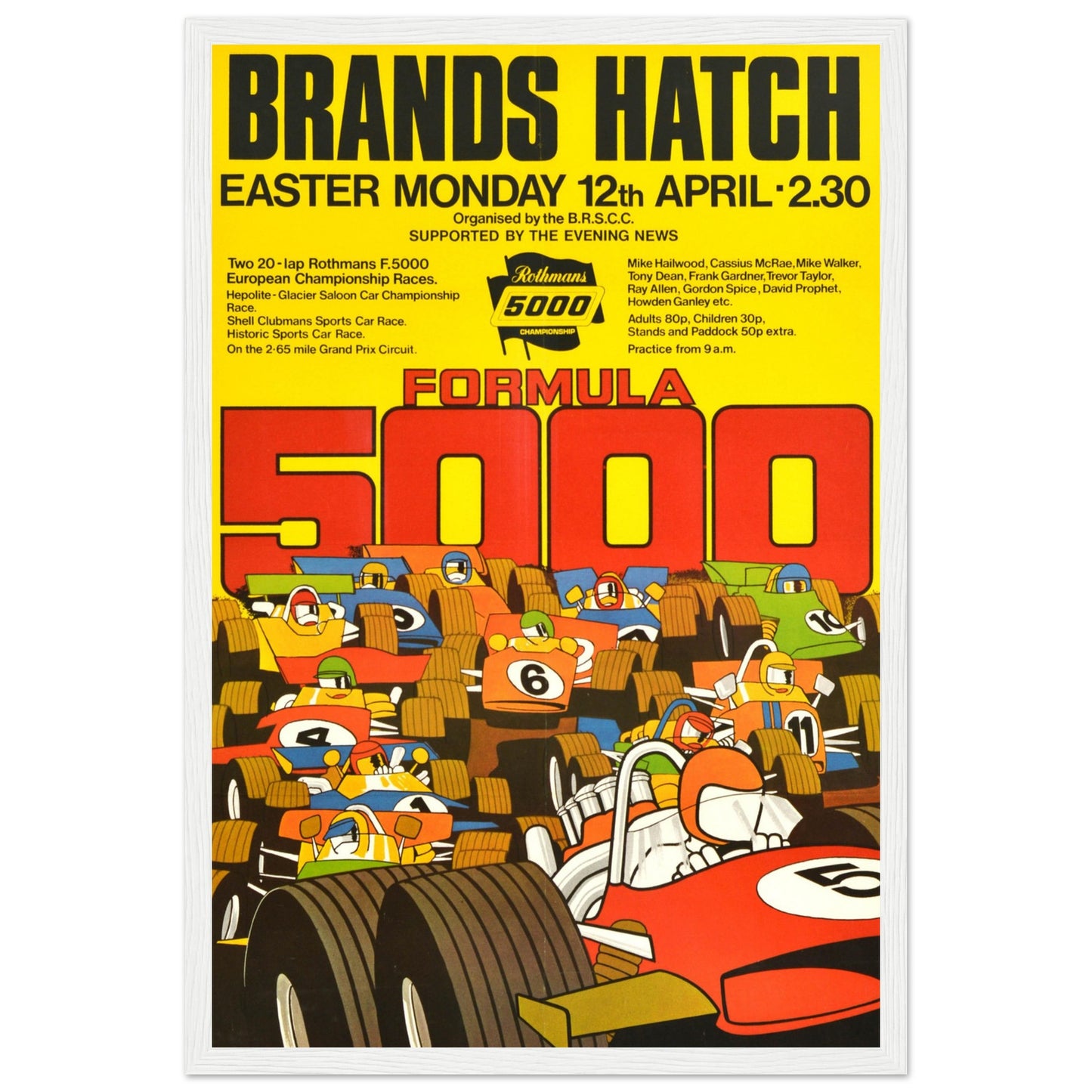 Vintage Formula 5000 art print celebrating historic race cars and classic motor racing design from the golden era.