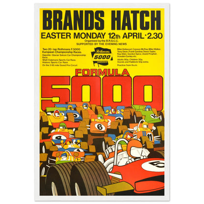 Vintage Formula 5000 art print celebrating historic race cars and classic motor racing design from the golden era.