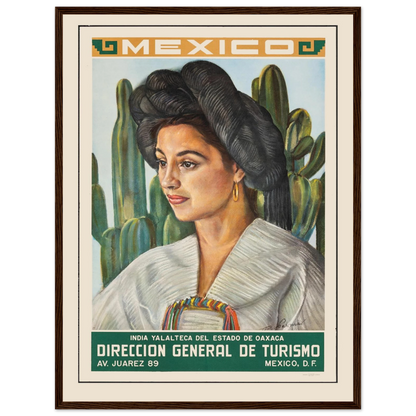 Vintage Latin American art print depicting a Mexican woman in traditional clothing, symbolizing identity, culture, and timeless beauty.