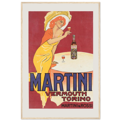 Vintage Martini & Rossi bar decor print featuring bold typography and 20th-century Italian design flair, perfect for home bars or cafés.