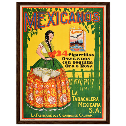 Vintage Mexican tobacco advertising poster print with bold retro design, ideal wall art for nostalgia and poster collectors.