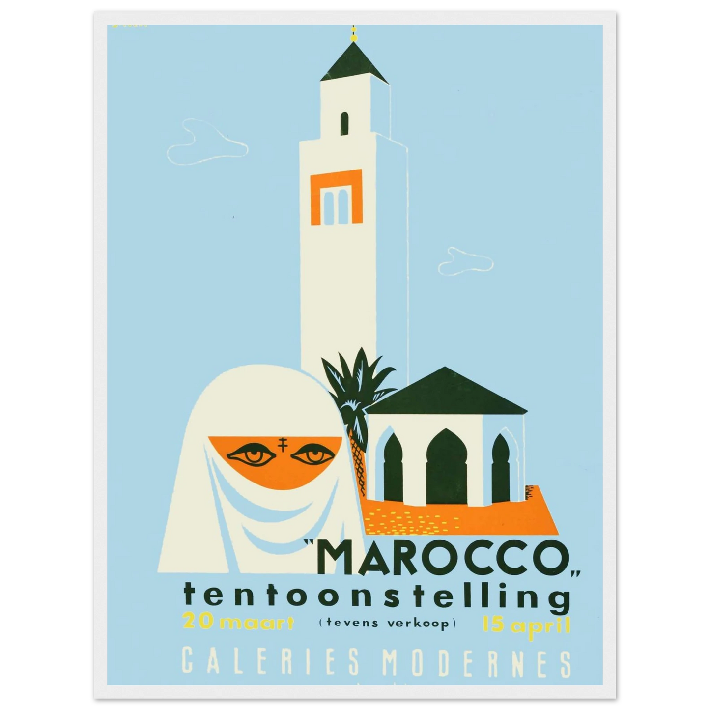 Vintage-style poster print of Moroccan desert landscapes and historic architecture, evoking adventure and the romance of travel.