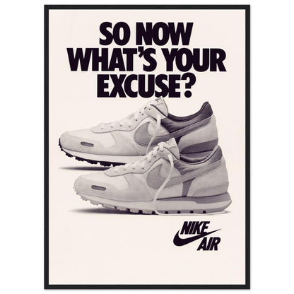 Vintage Nike Air sneaker art print inspired by 1980s advertising design, ideal decor for streetwear fans and retro interiors.