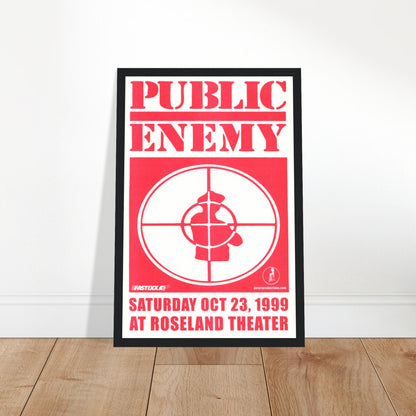 Own a piece of hip-hop history with this Public Enemy 1999 concert poster, featuring the legendary rap group that revolutionized the genre. Known for their politically charged lyrics and powerful beats, Public Enemy remains one of the most influential acts in hip-hop. This vintage concert poster is a must-have for rap fans, hip-hop collectors, and lovers of 90s music memorabilia. Perfect for decorating a music room, studio, or office, this Public Enemy poster captures the energy and legacy of one of hip-hop