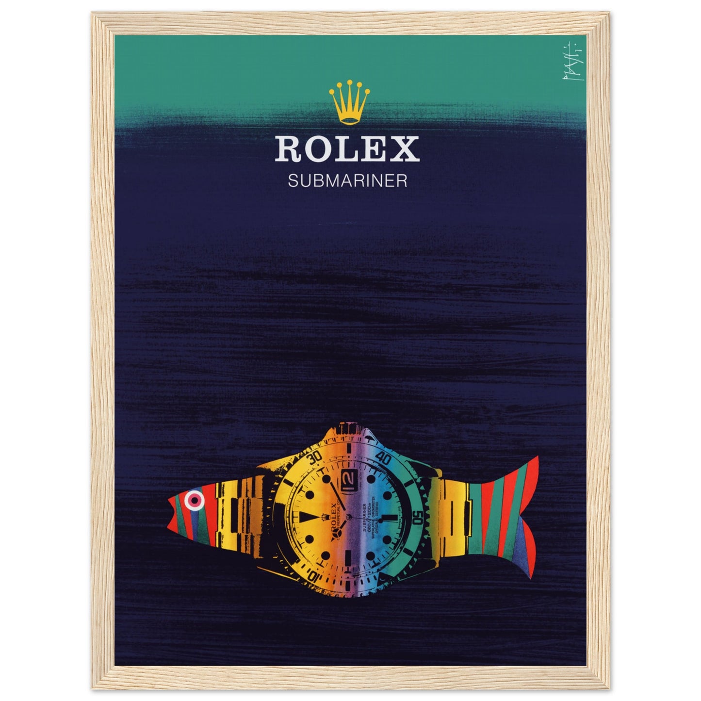 Celebrate the iconic design of the Rolex Submariner with this retro poster. A perfect addition for luxury watch enthusiasts and collectors. Get yours now!