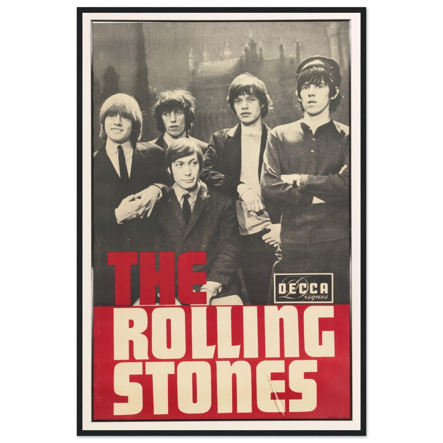 Retro Rolling Stones Decca Records promotional poster — iconic British Invasion rock art print for collectors and music fans