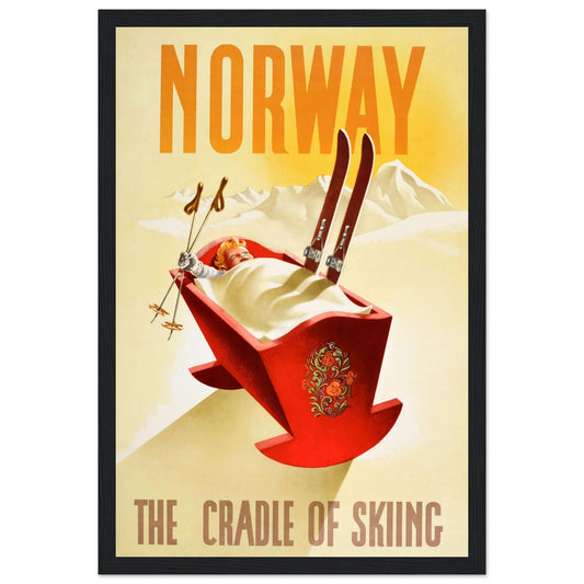 Embrace the thrill of Nordic skiing with this Vintage Ski Norway poster, featuring retro winter sports art and a stunning Scandinavian mountain landscape. Inspired by classic Norwegian ski resorts, this poster is perfect for ski lodge decor, winter enthusiasts, and lovers of vintage travel prints. Whether you're a fan of Alpine adventures, cross-country skiing, or retro sports design, this Norway ski poster is a must-have. Bring a touch of Arctic charm to your walls with this stylish winter print. Order now