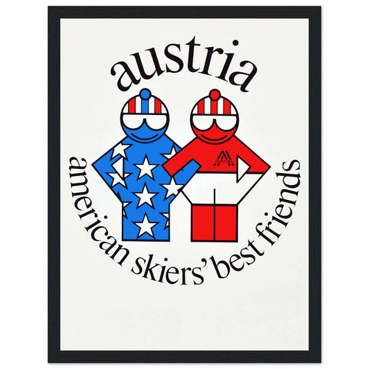 Discover the charm of vintage ski art with this retro American & Austrian ski poster. Perfect for winter decor. Shop now for a touch of alpine adventure!