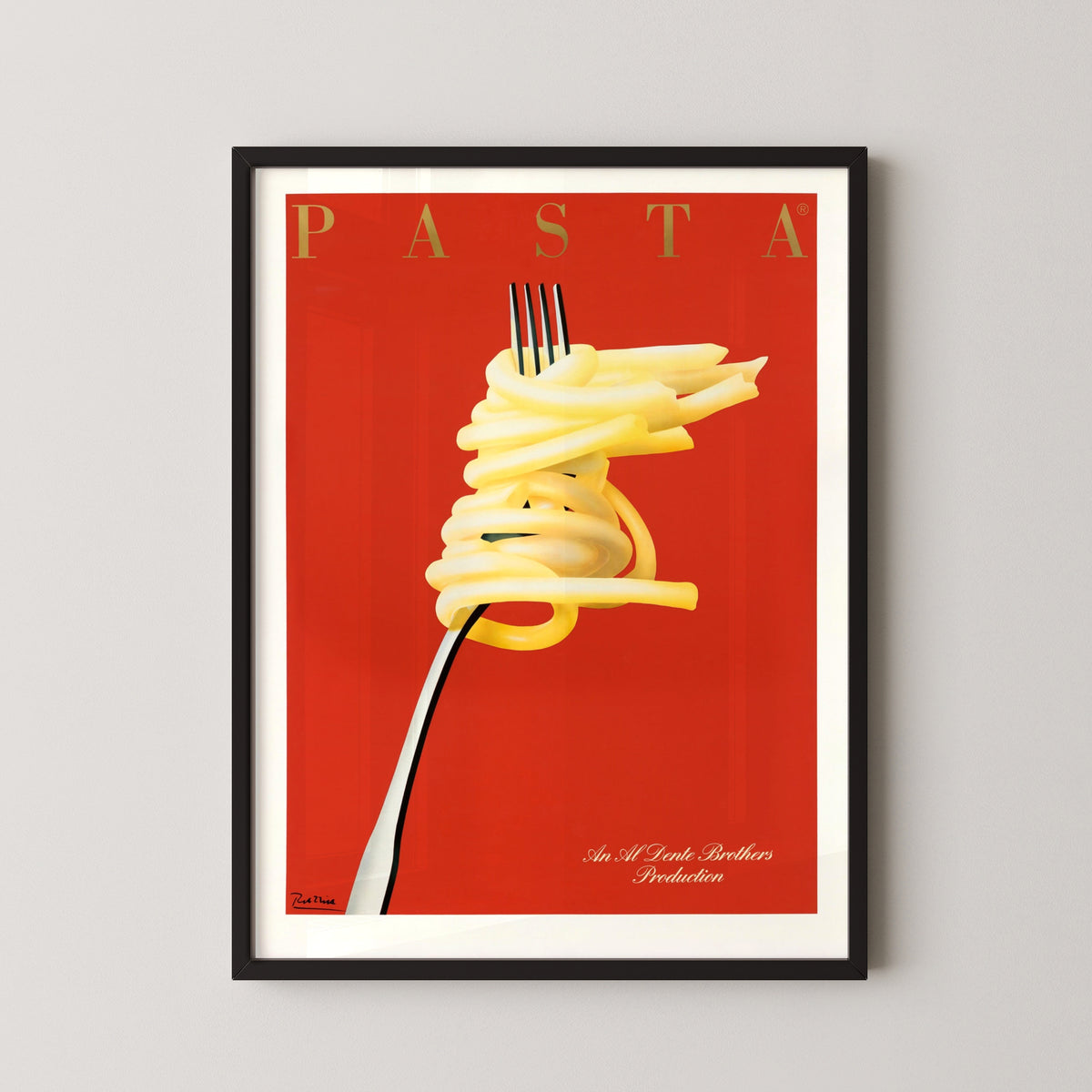 vintage spaghetti poster – black frame mockup