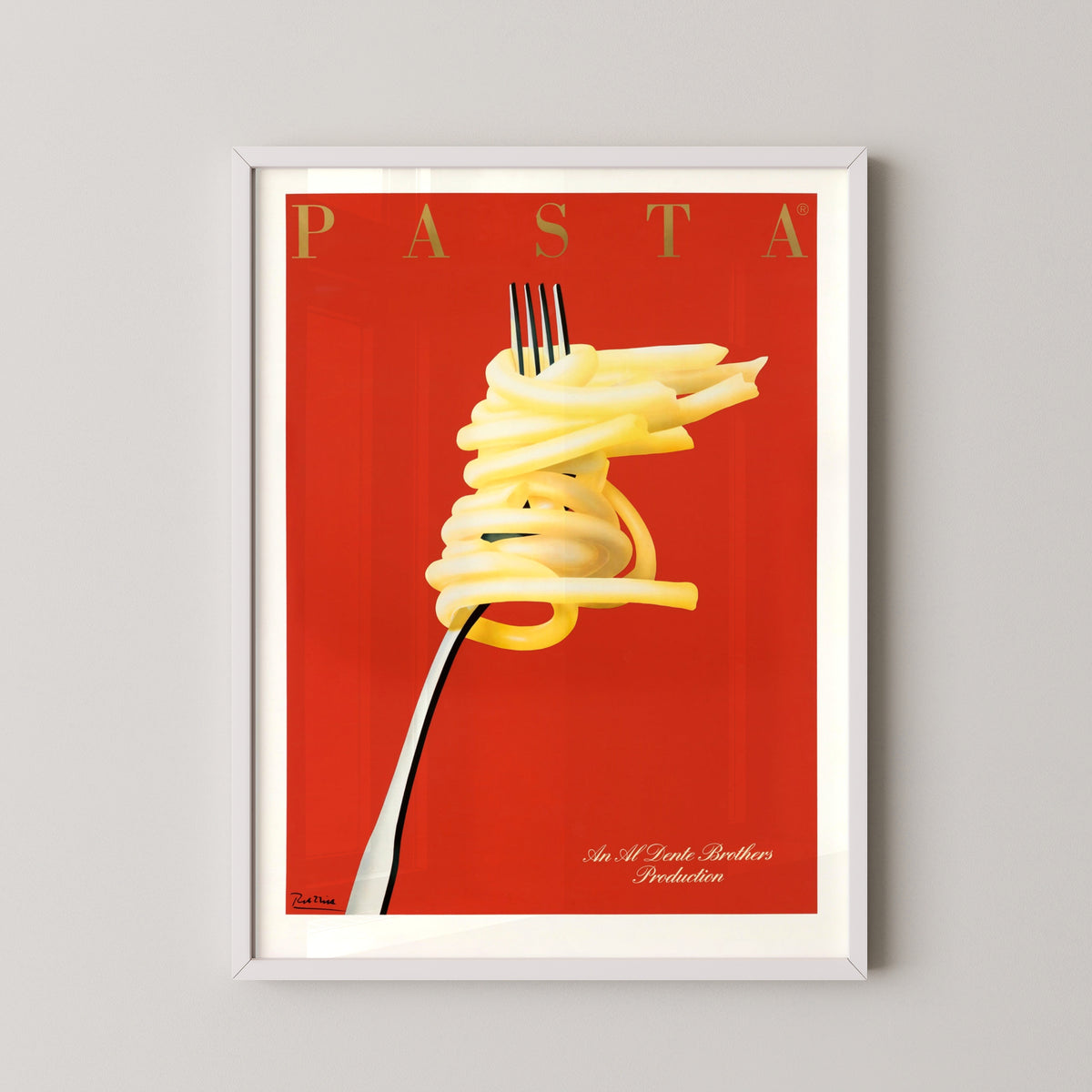 vintage spaghetti poster – white frame mockup