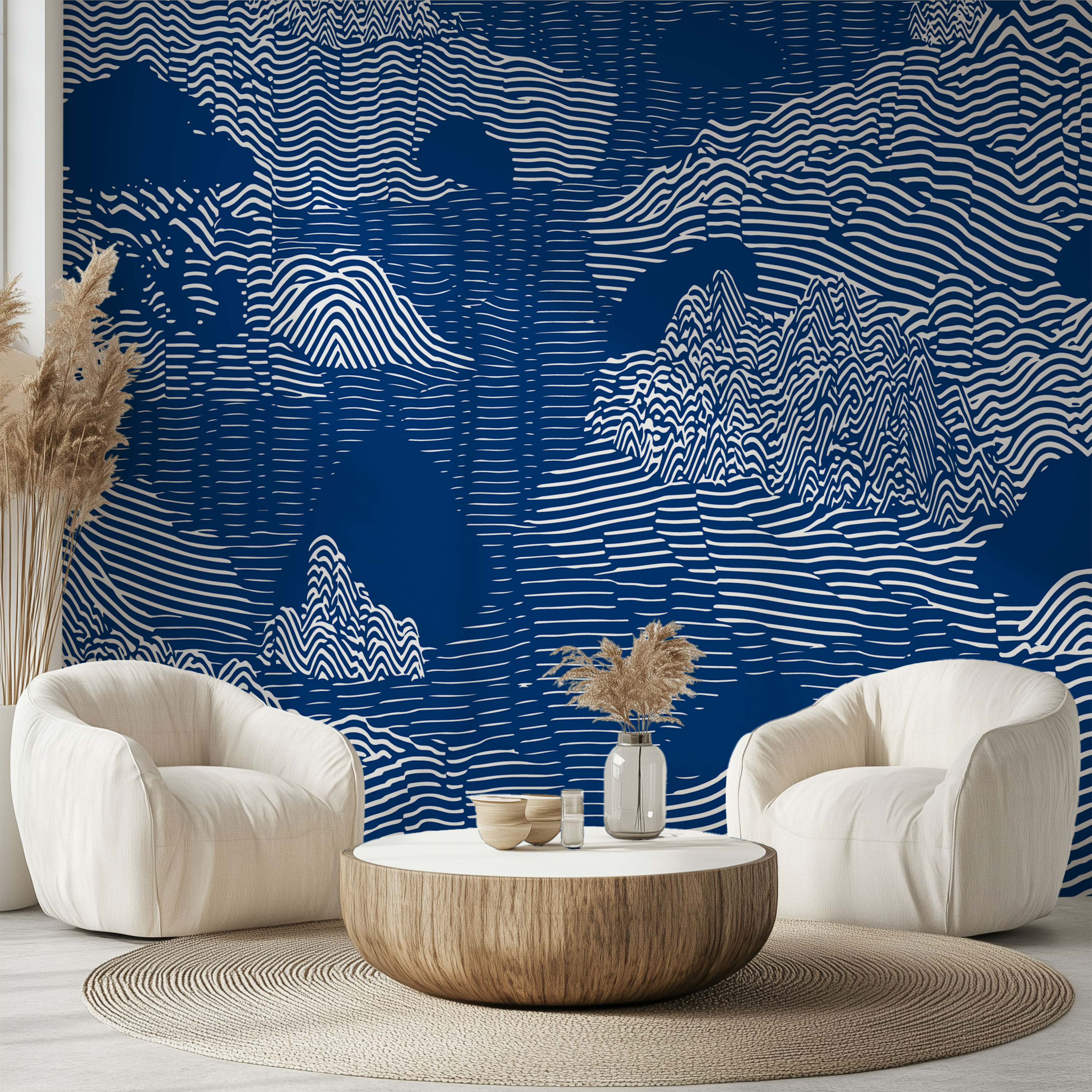 Blue Topographic Mountain Wallpaper