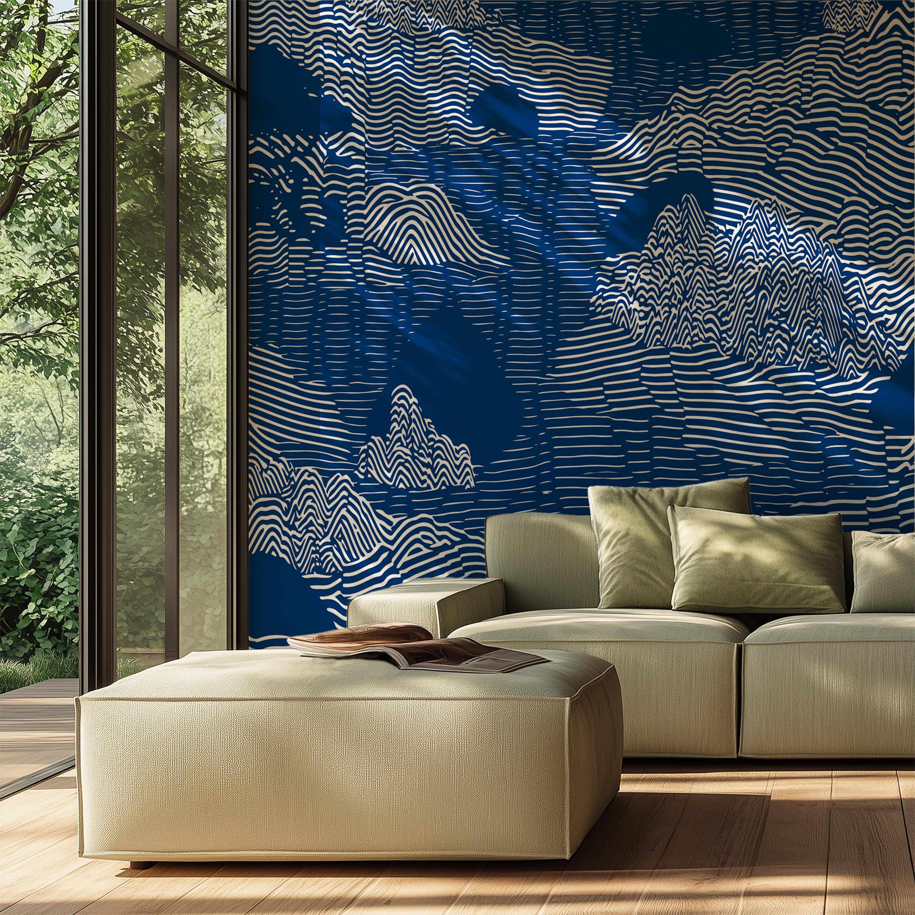 Blue Topographic Mountain Wallpaper
