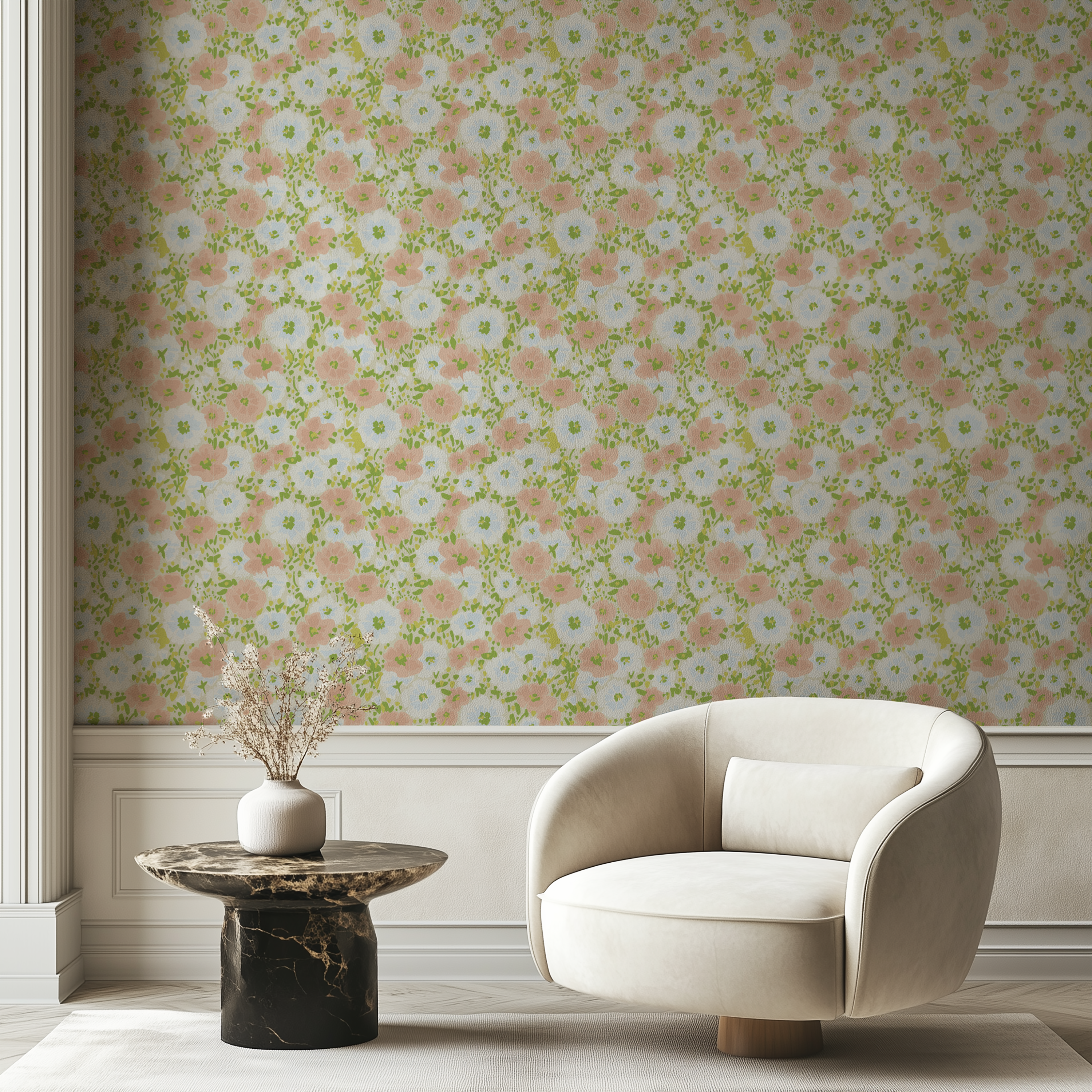 Meadow Bloom Vintage Floral Wallpaper