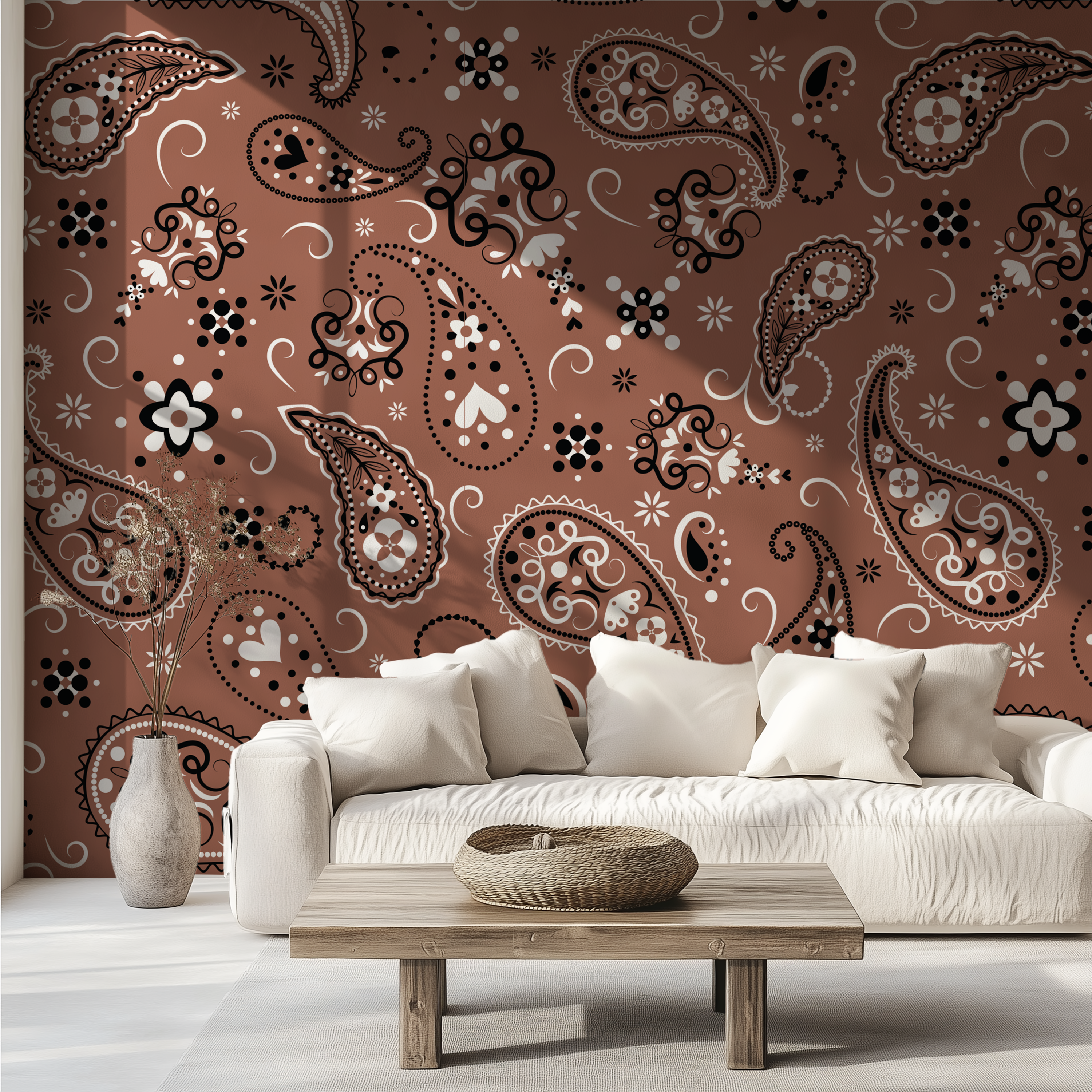 Paisley Terracotta Bandana Wallpaper