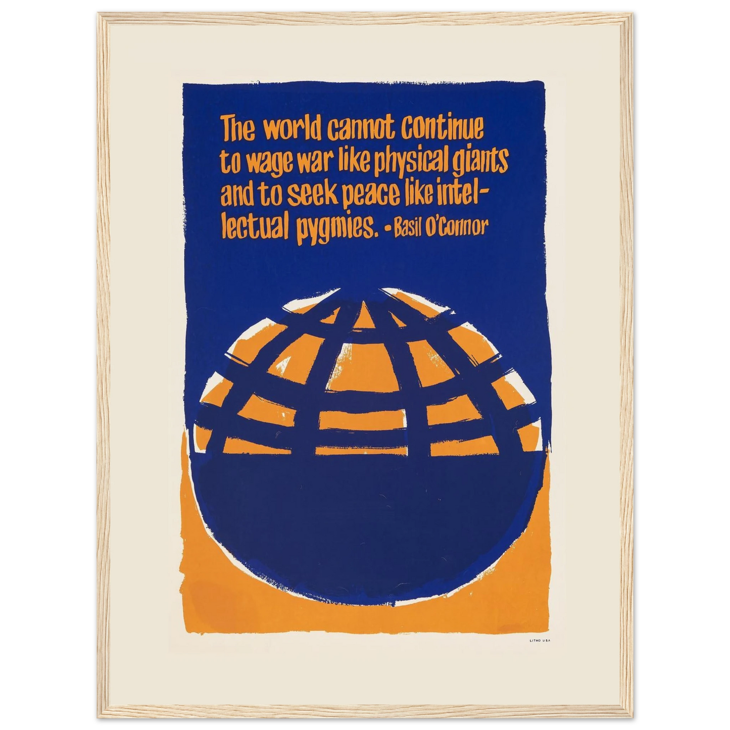 Wall art print inspired by Basil O’Connor’s peace quote, calling for unity, empathy, and intellectual courage in times of conflict.