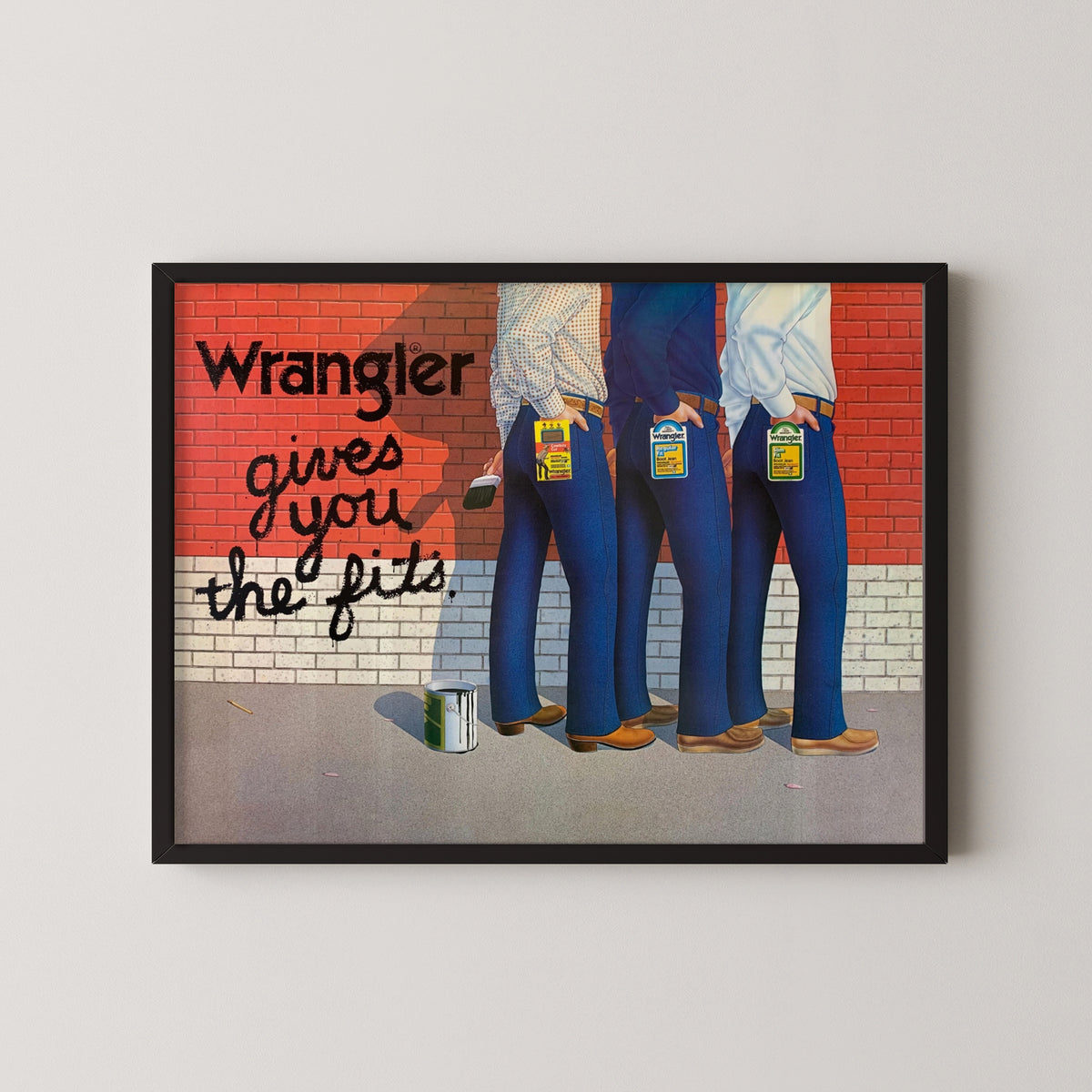 wrangler jeans vintage poster – black frame mockup